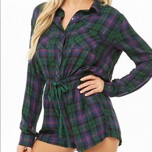 Flannel Plaid Pajama Romper